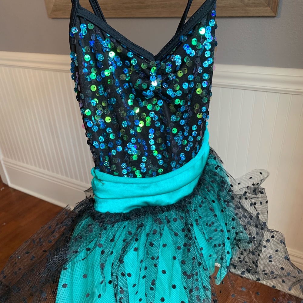 Emerald green dance costume